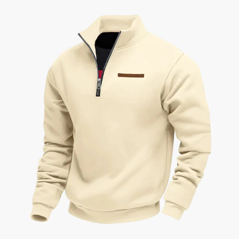 Sweat-shirt homme demi-zip col montant style décontracté pour voyages et loisirs