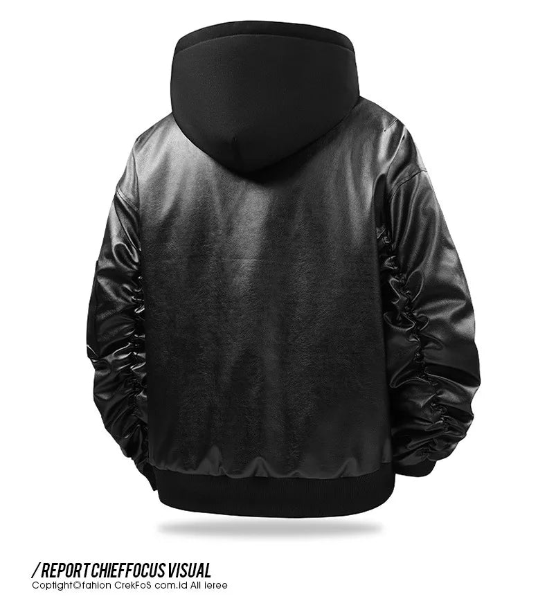 Veste Bomber Homme Capuche Noire Fermeture Éclair Manches Longues