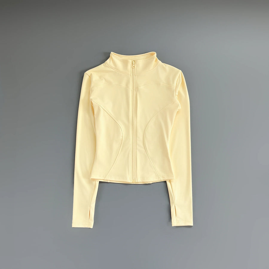 Chaqueta deportiva con cremallera para mujer, cuello alto, mangas largas y orificios para los pulgares, para entrenar