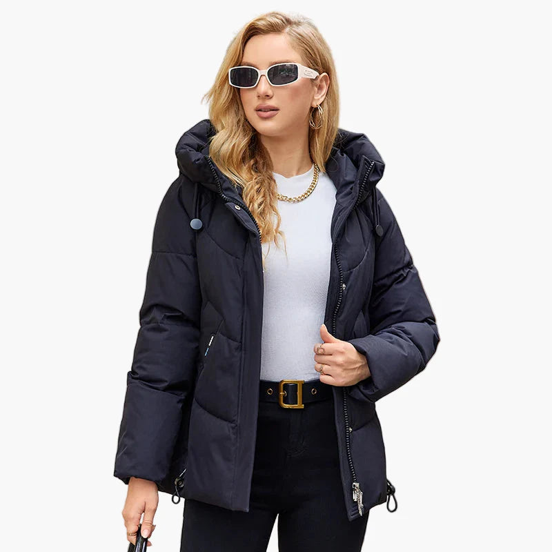 Chaqueta de invierno acolchada con capucha para mujer, estilo urbano y moderno