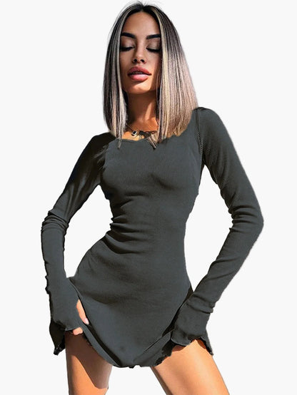 Robe moulante à manches longues style casual pour femme – Élégance quotidienne et silhouette flatteuse