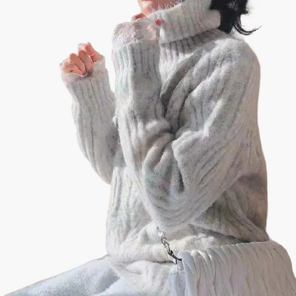 Løs rullekrave i koreansk stil til kvinder – Efterårs- og vintermode, blødt og elegant look