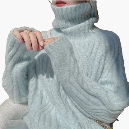 Løs rullekrave i koreansk stil til kvinder – Efterårs- og vintermode, blødt og elegant look