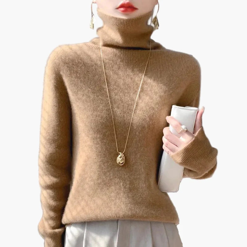 Elegancki damski sweter z golfem w szykownym stylu na jesień i zimę