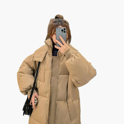 Cappotto lungo piumino oversize donna stile urbano inverno