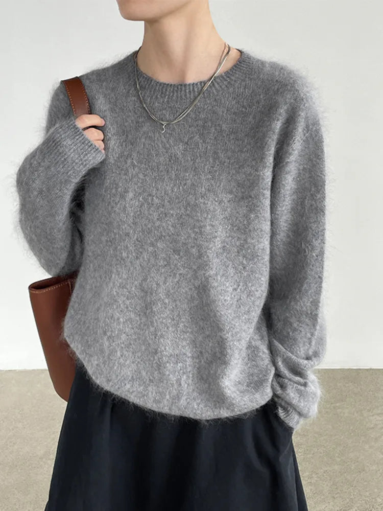 [LANMREM] Pullover da donna in maglia di lana con fodera in pile, scollo rotondo, morbido e soffice, vestibilità slim, ideale per autunno e inverno 26E04076