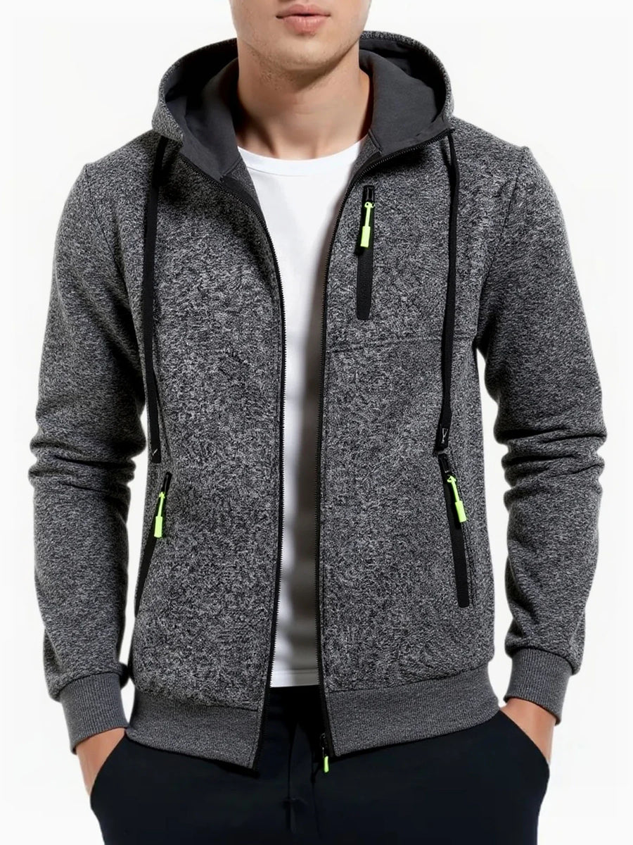 Herren-Kapuzenpullover mit Reißverschluss, Taschen und warmem Innenfutter