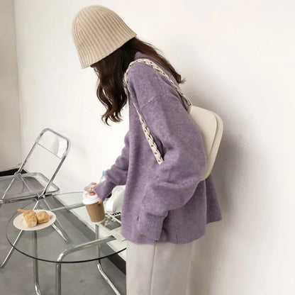 Oversized retrotröja för kvinnor, avslappnad och trendig look, perfekt för höst och vinter