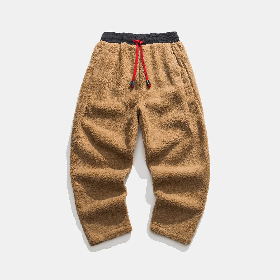 Men's soft textured trousers with drawstring