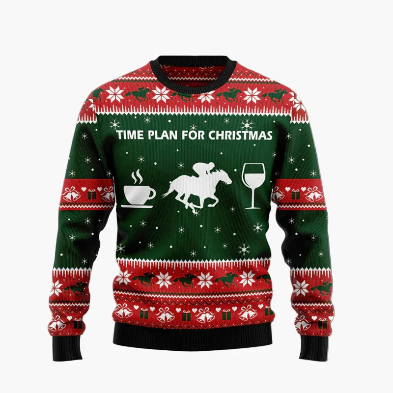 Maglione di Natale originale uomo – Felpa con motivo cavallo umoristico, stile festa e inverno