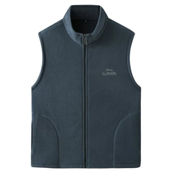 Men's Sleeveless Zip-Up Fleece Vest with Stand-Up Collar