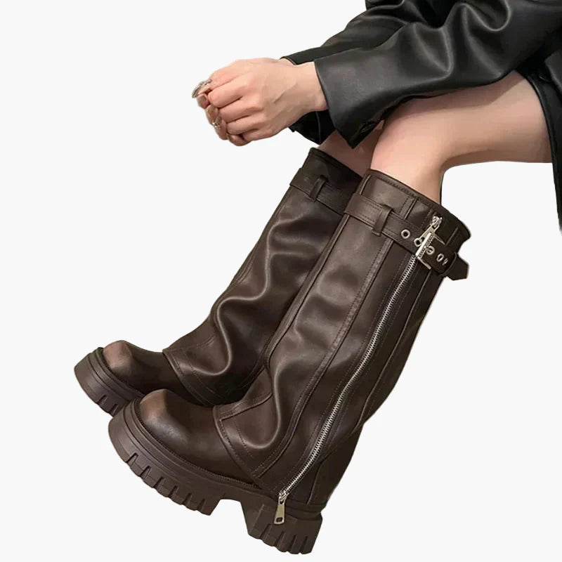 Bottes hautes plateforme style urbain pour femme – Look tendance et audacieux