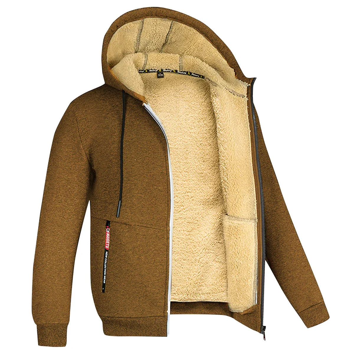 Derek – Zip-hoodie med sherpa-foder för män