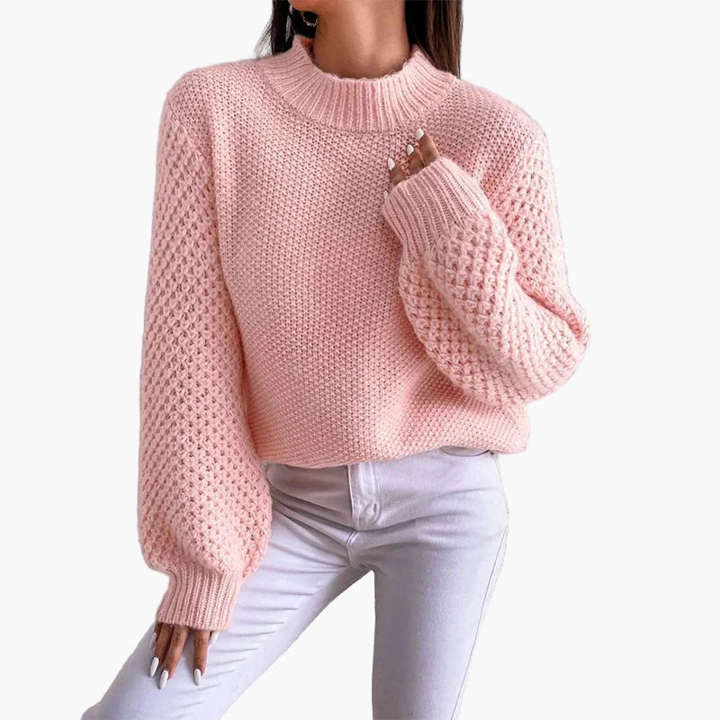 Pull ample femme style décontracté manches ballon tricot chic automne hiver