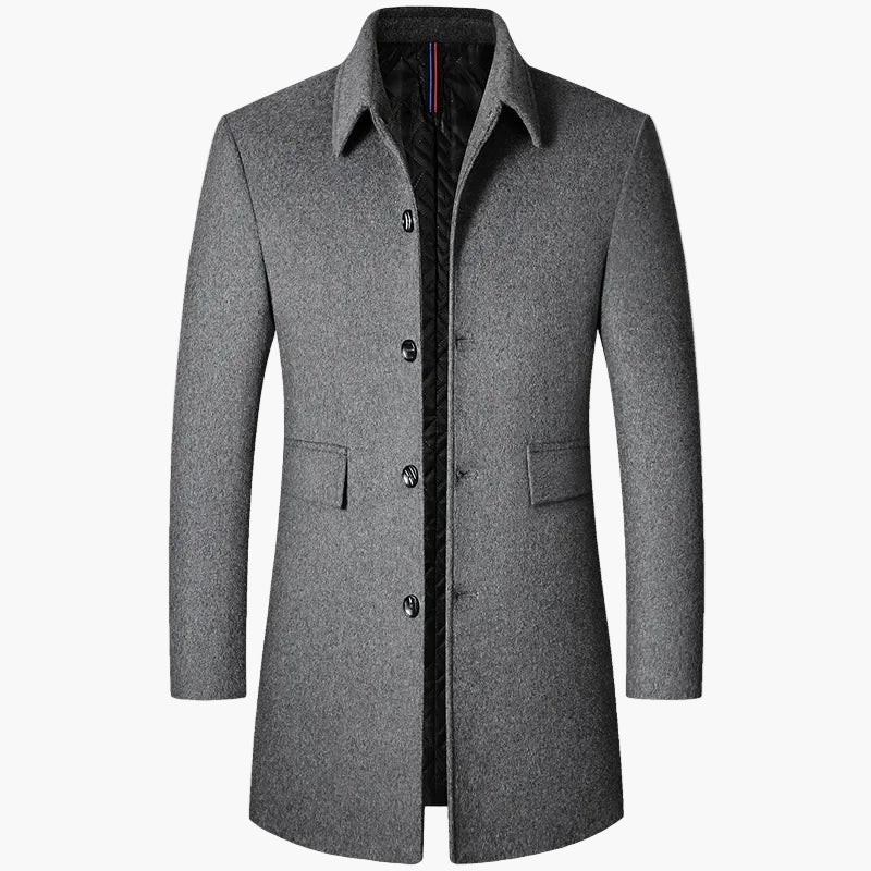 Elegant mellomlang herremantel i koreansk stil, trenchcoat med slag for moderne urban look