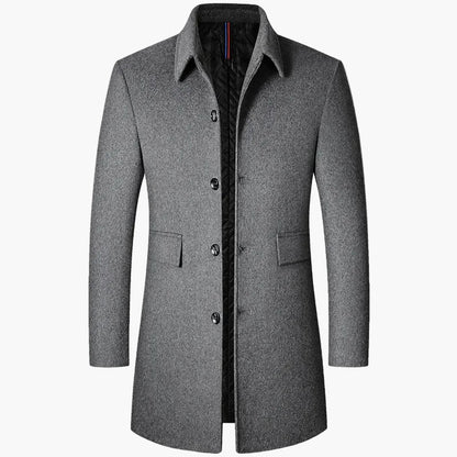Elegant mellomlang herremantel i koreansk stil, trenchcoat med slag for moderne urban look