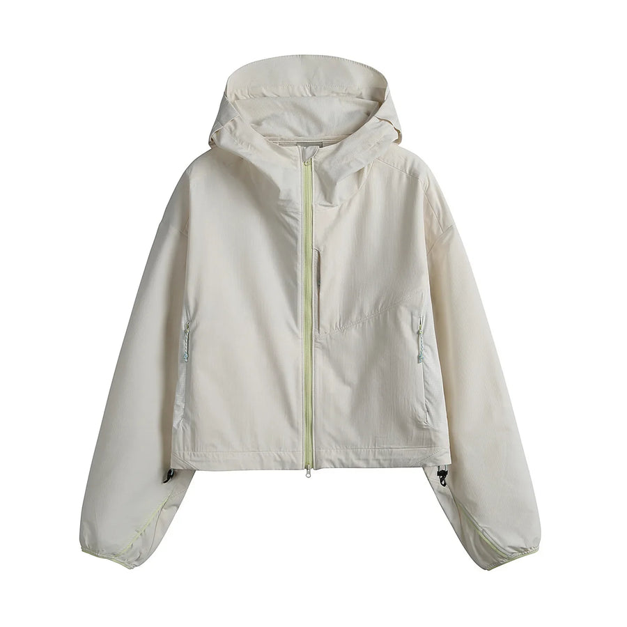 Veste courte à capuche légère pour femme, coloris variés