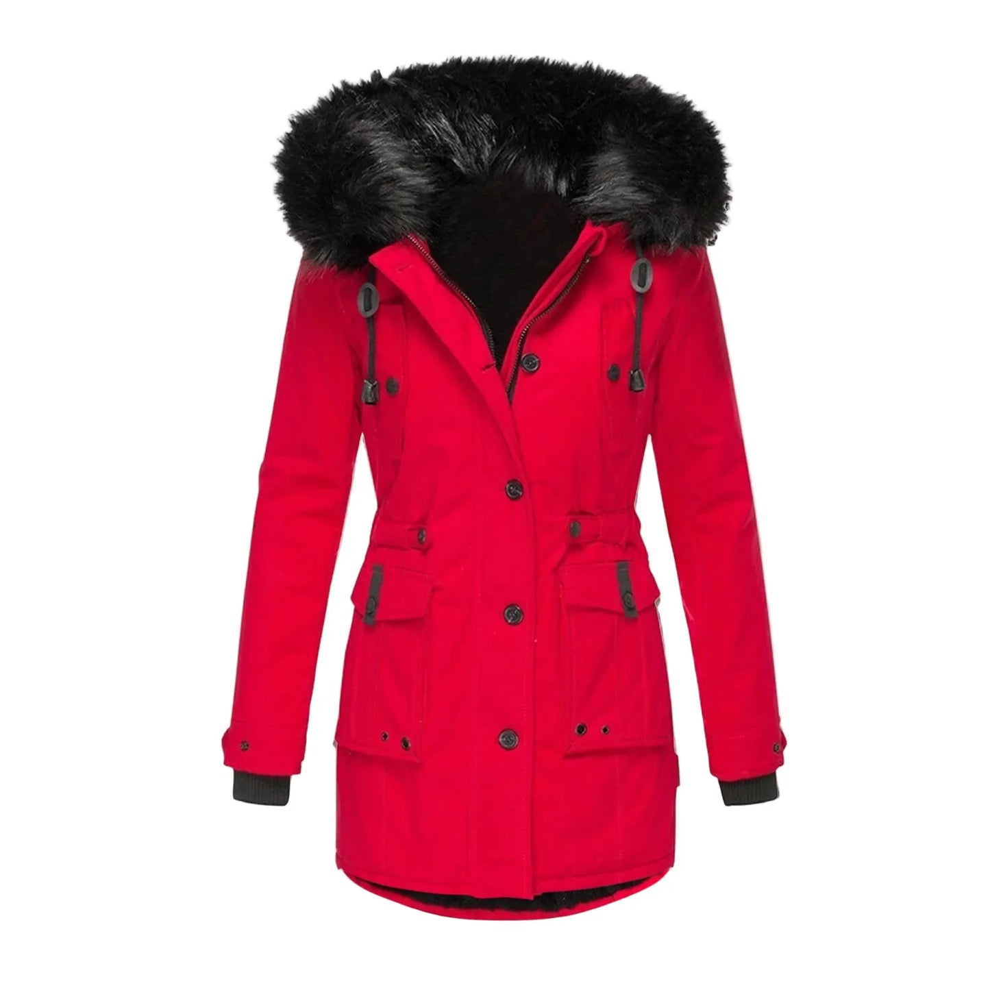 Manteau d'hiver femme grande taille avec capuche fourrure style vintage urbain