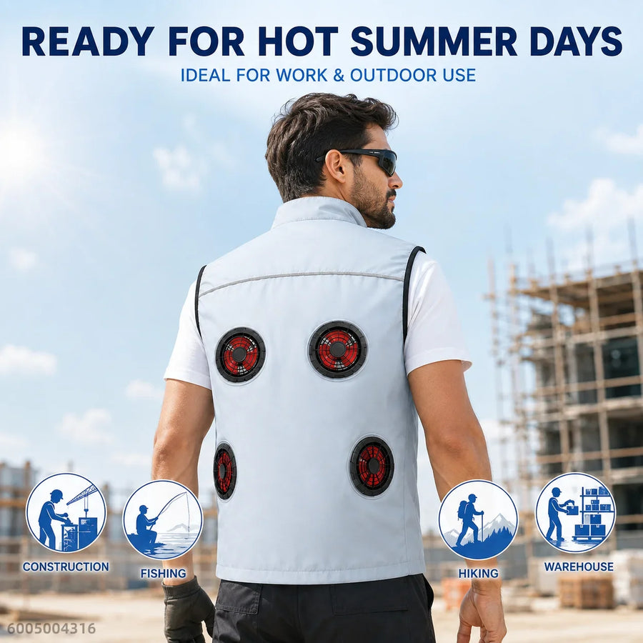 Gilet rinfrescante da uomo senza maniche con ventole integrate - Grigio chiaro o mimetico