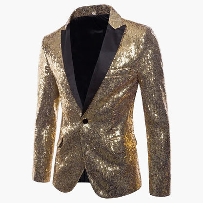 Chaqueta de noche para hombre con lentejuelas multicolores, estilo festivo para eventos y fiestas