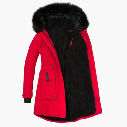 Manteau d'hiver femme grande taille avec capuche fourrure style vintage urbain