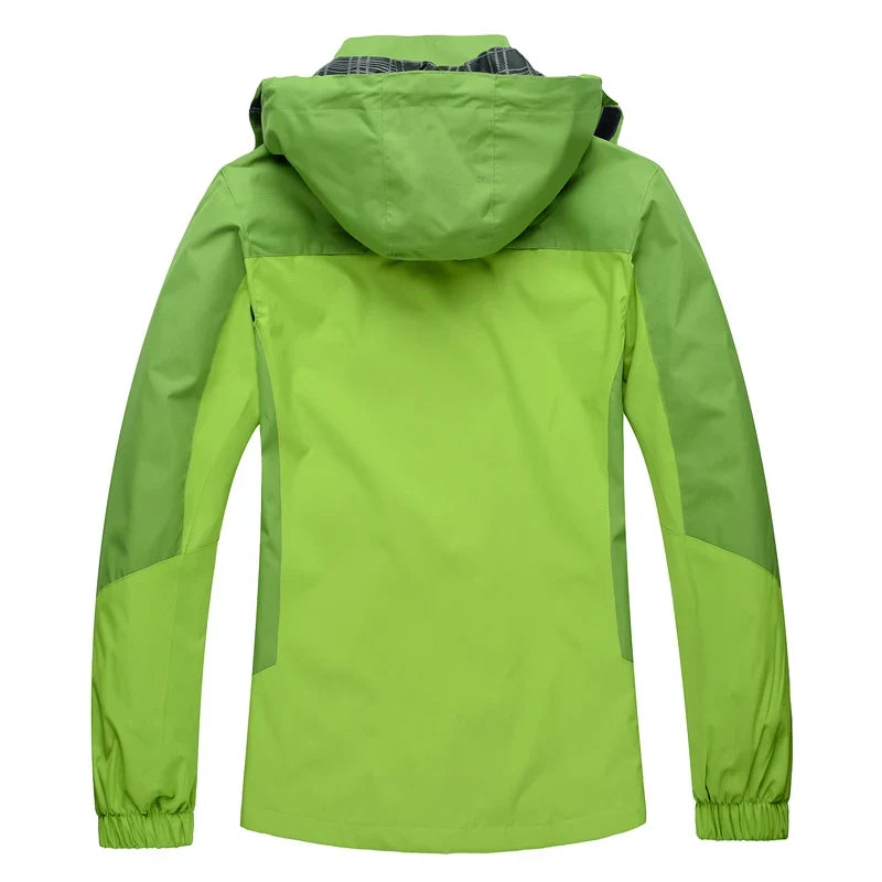 Zweifarbige wasserdichte Damenjacke mit Kapuze und herausnehmbarem Fleecefutter