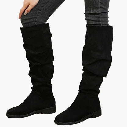 Bottes hautes décontractées pour femme style slouchy à talon plat