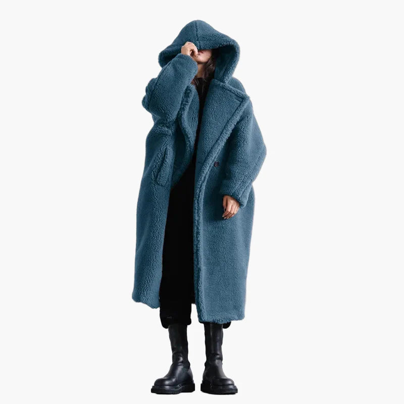 Manteau long à capuche style cocon pour femme – Élégance urbaine et confort oversize
