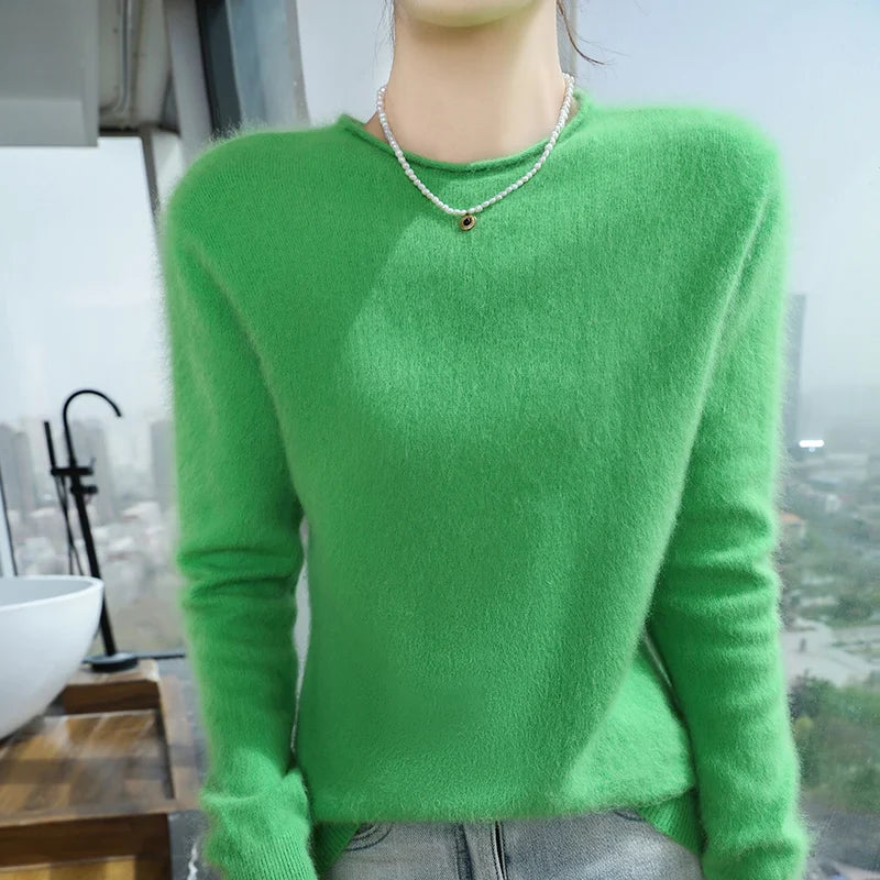 Women's soft crew-neck long-sleeve sweater, available in several colors