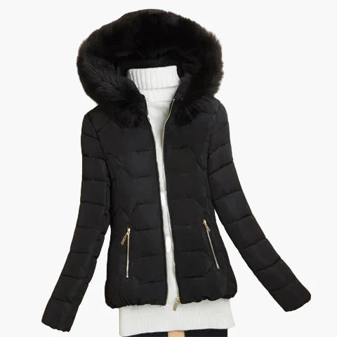 Doudoune Femme Élégante avec Capuche Large et Fermeture Zippée - Style Hiver Urbain