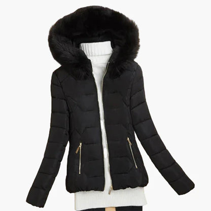 Doudoune Femme Élégante avec Capuche Large et Fermeture Zippée - Style Hiver Urbain
