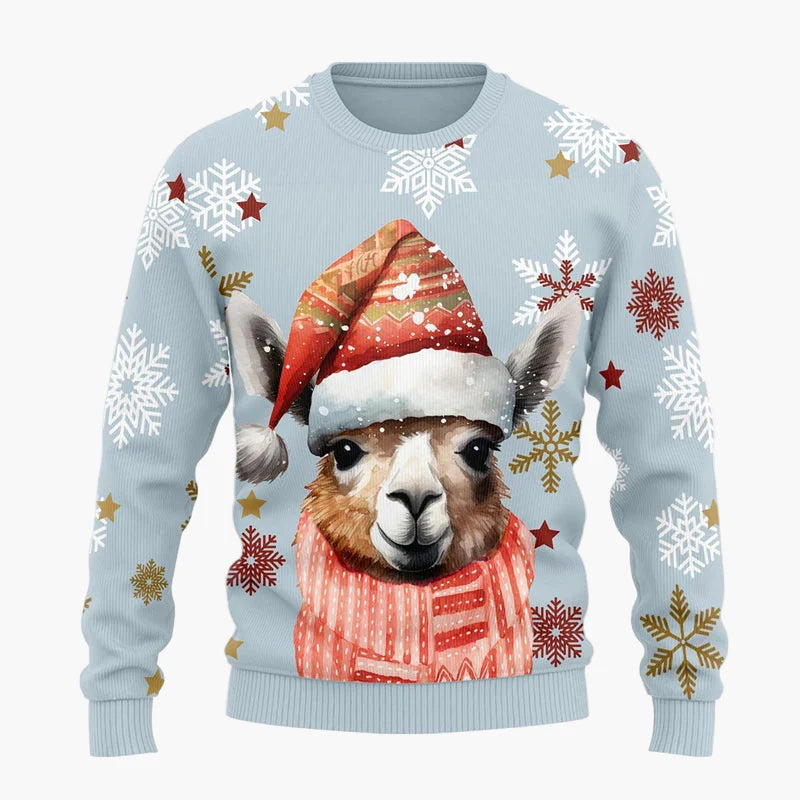 Unisex Weihnachts-Pullover Lama mit festlichen Mustern – Winter-Sweatshirt mit Humor, originelles Geschenk