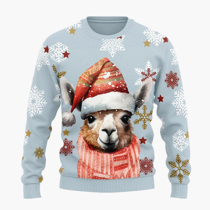 Unisex Weihnachts-Pullover Lama mit festlichen Mustern – Winter-Sweatshirt mit Humor, originelles Geschenk