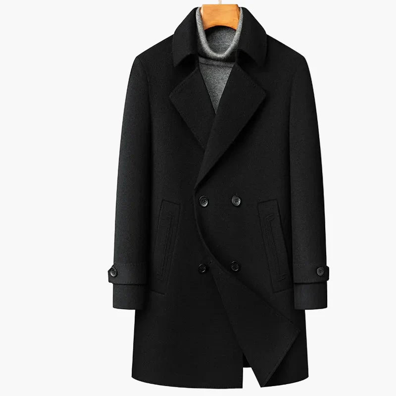 Cappotto Classico Doppiopetto da Uomo Stile Elegante Invernale