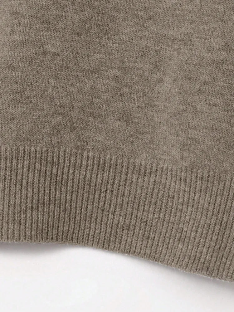 Women's solid-color short-sleeve crew-neck knitted T-shirt