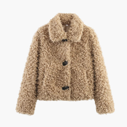 Chaqueta corta para mujer estilo peluche elegante y a la moda para el invierno