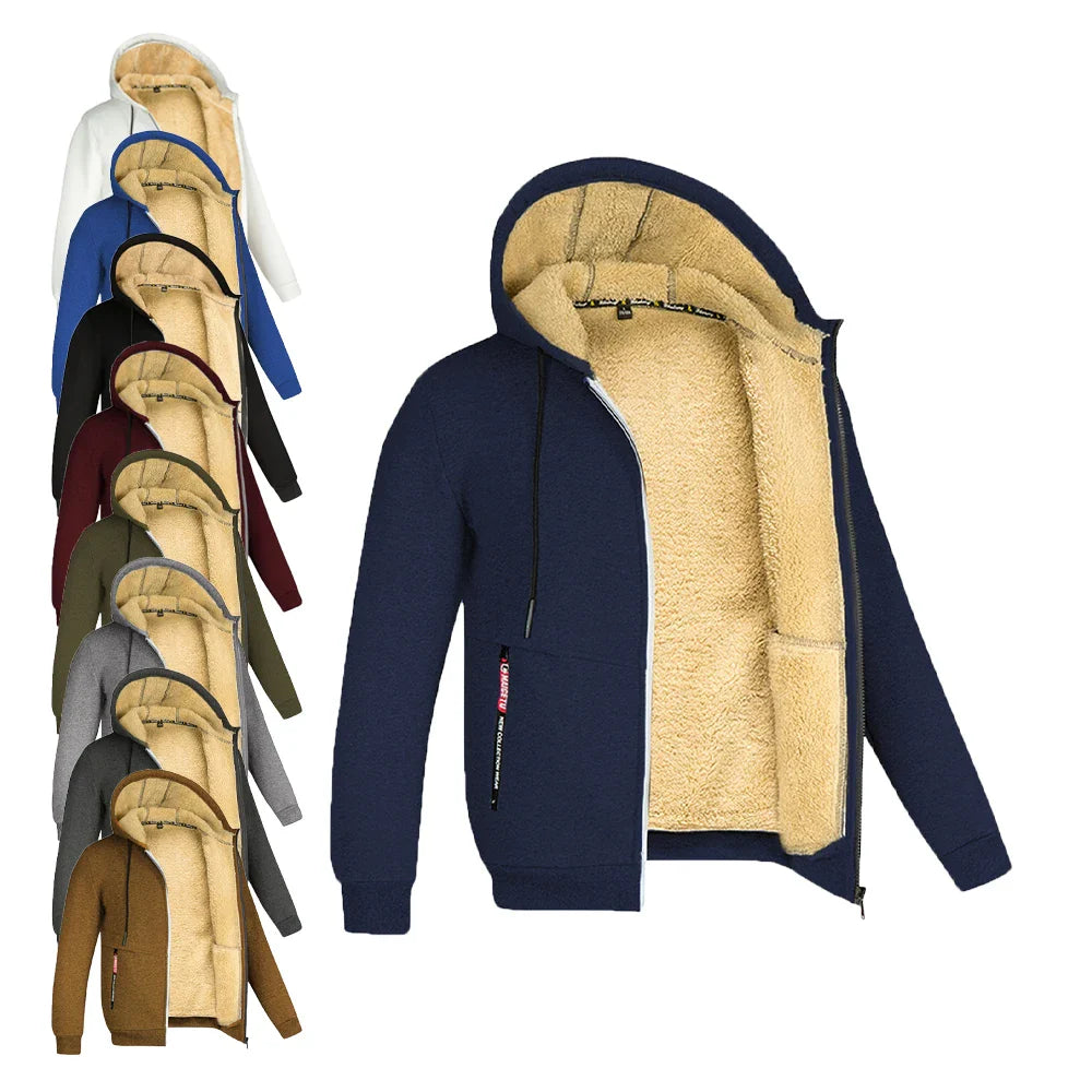 Derek – Zip-hoodie med sherpa-foder för män
