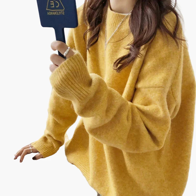 Oversized retrotröja för kvinnor, avslappnad och trendig look, perfekt för höst och vinter