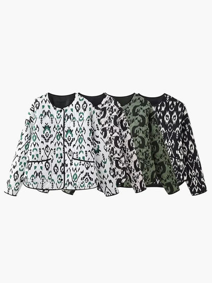 Pikowana kurtka damska w stylu boho chic, casualowa