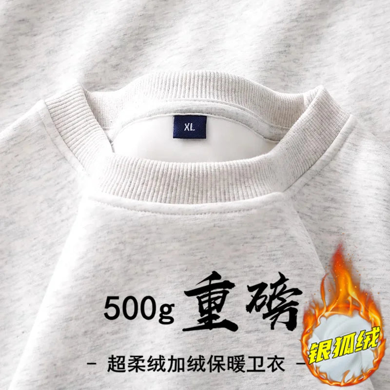 Herren-Sweatshirt mit Rundhalsausschnitt, Fleece-Futter und langen Ärmeln