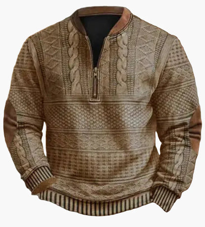 Herren-Sweatshirt mit halbem Reißverschluss im trendigen Herbst-/Winterstil – warmer, lässiger Stehkragenpullover