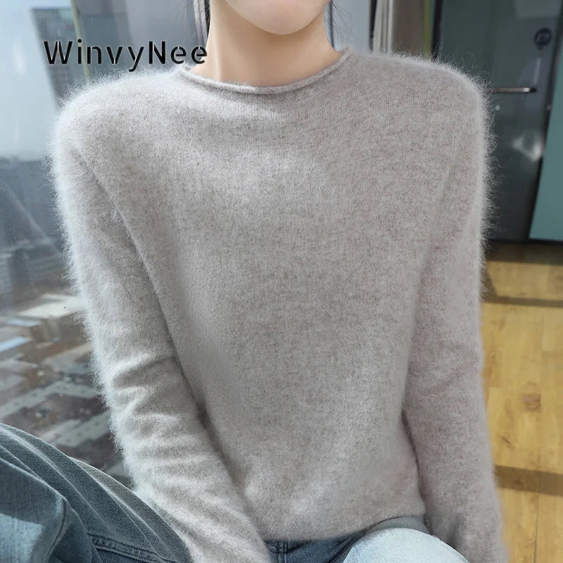 Women's soft crew-neck long-sleeve sweater, available in several colors