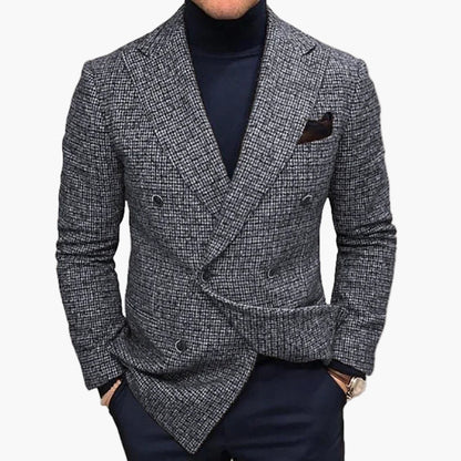 Elegant dubbelknäppt herrblazer i business- och kvällsstil