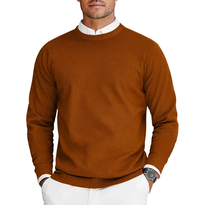 Maglione da uomo girocollo testurizzato a maniche lunghe, disponibile in diversi colori