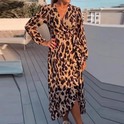 Emma – Elegant maxiklänning med leopardmönster för kvinnor