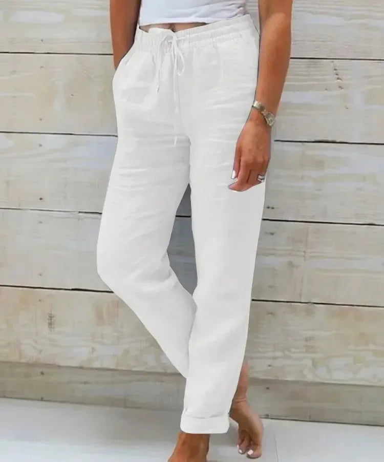 Pantalon décontracté taille haute pour femme style quotidien chic