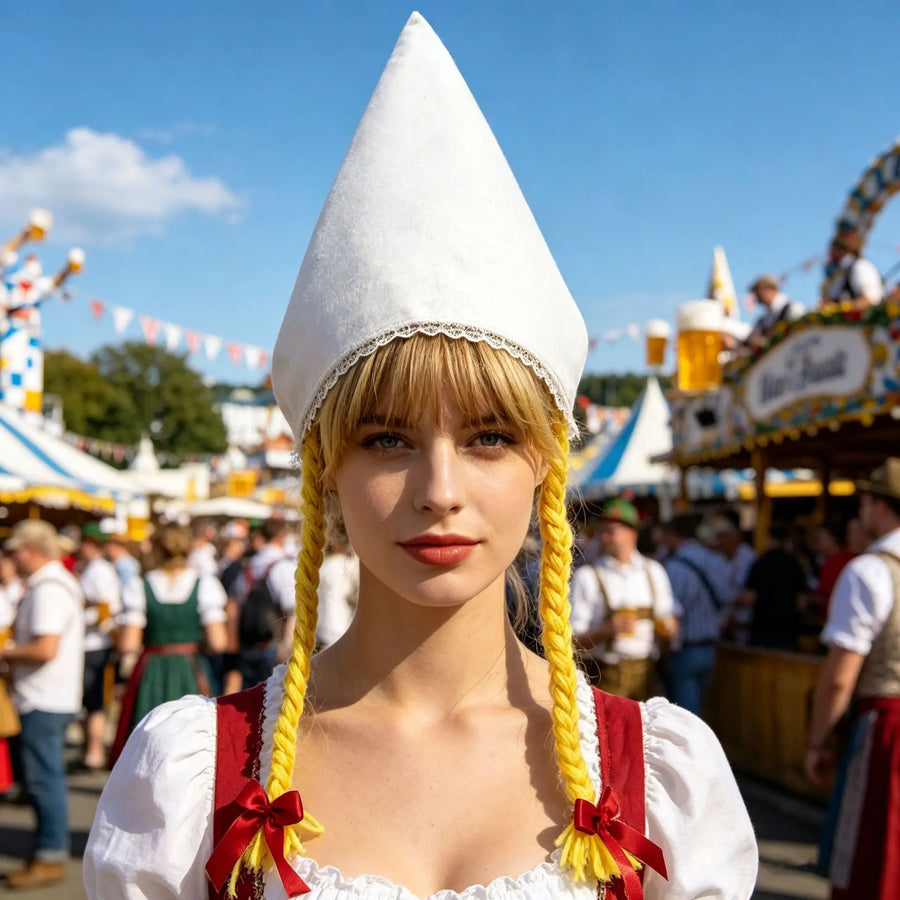 Robe Dirndl Traditionnelle Femme à Manches Courtes et Tablier
