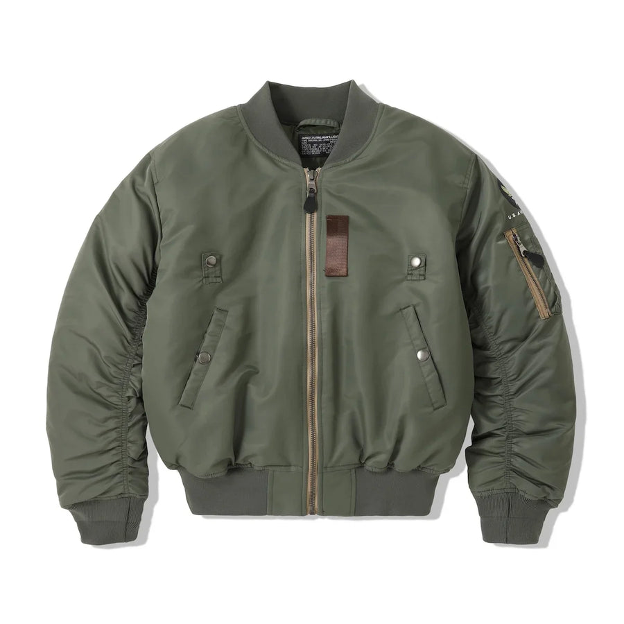 Bomber da uomo verde kaki a maniche lunghe con cerniera