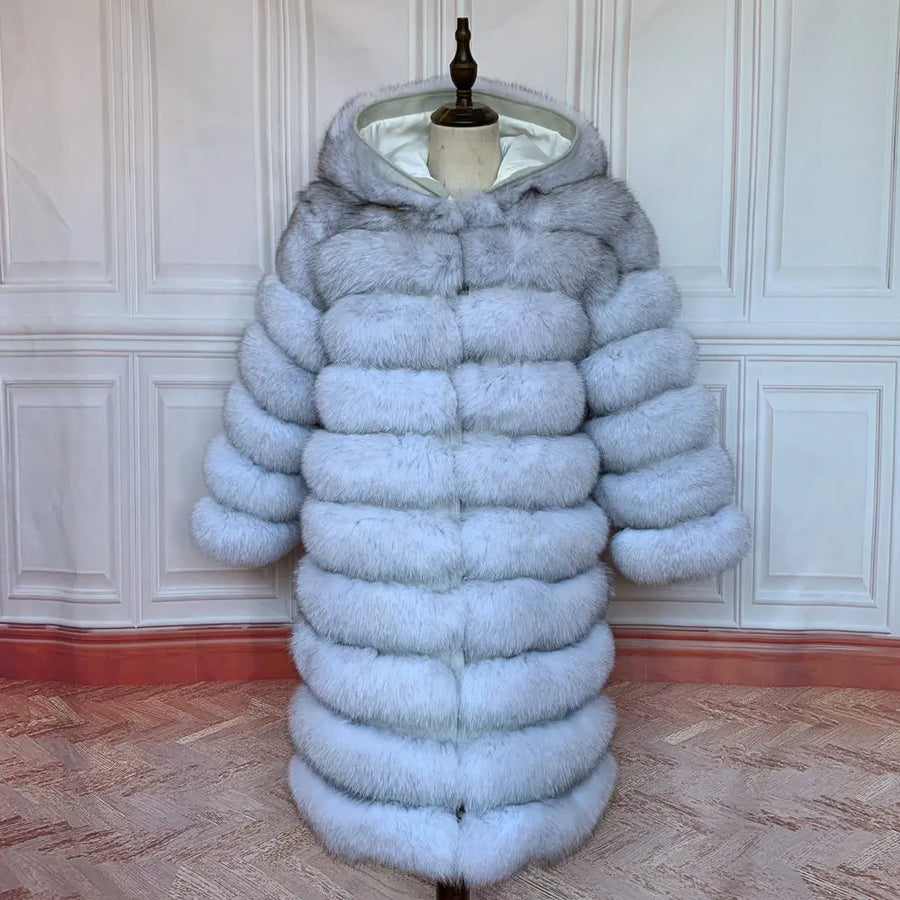 Manteau long à capuche en fourrure synthétique pour femme, style doudoune épaisse