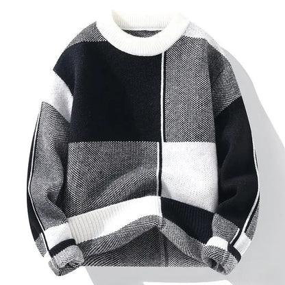 Pull ample à motif géométrique pour homme, style décontracté tendance